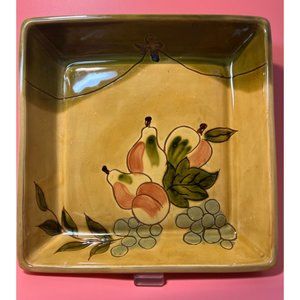 Ambiance Provincial Fruit Baking Dish Square Hand Painted Ceramic Kitchen Cook